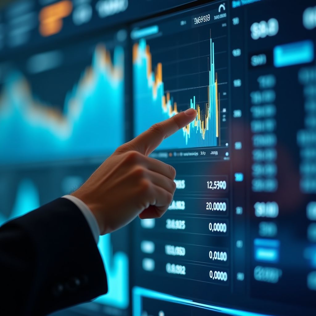 Consultor presentando datos financieros